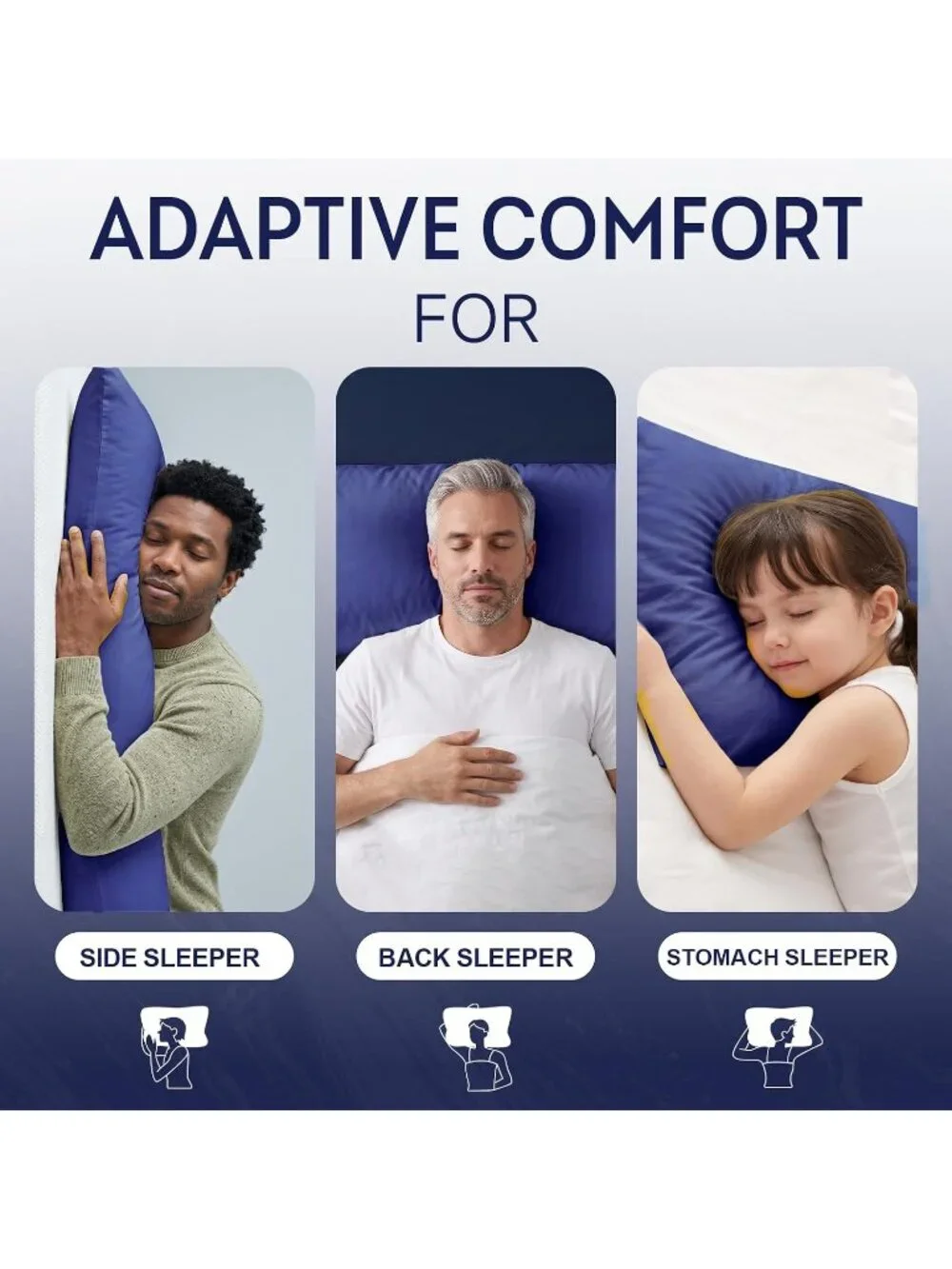 〽️Large Body Insert Breathable Full Body Pillow Long Bed Pillow Blue 20x54 Inch